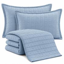 Serenity Kit Cobre-Leito casal 3 Peças Anarruga Macio Premium 2,20 x 2,40 Azul Claro Serenity Kit Cobre-Leito casal 3 Peças Anarruga Macio Premium 2,20 x 2,40 Azul Claro