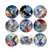Série Flores: Kits DIY De Pintura Diamante Para Porta-Copos, 8 Pequenos Ornamentos Com Suportes Para