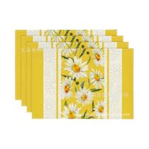 Série vaso girassol Placemats, resistente a manchas, decoração de mesa, primavera e verão, 2024