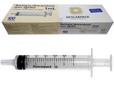 Seringa 03ml sem agulha slip descarpack cx com 100 unidades