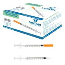 Seringa 0,5ml 50ui agulha fixa 6mmx0,25mm Blister Individual cx com 100 Venper Seringa 0,5ml 50ui agulha fixa 6mmx0,25mm Blister Individual cx com 100 Venper