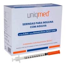 Seringa 0,5ml Agulha 6mm x 0,25mm 50 Unidades Uniqmed