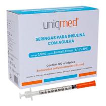 Seringa 0,5ml Agulha 8mm x 0,30mm 50 Unidades Uniqmed