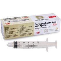 Seringa 05ml s/ ag. luer lock c/ rosca caixa com 100 unidades descarpack