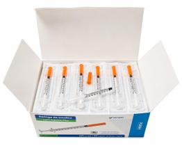 Seringa 0,5ml U100 Agulha Fixa 31G 0,25x6mm Venper 100 Unidades Seringa 0,5ml U100 Agulha Fixa 31G 0,25x6mm Venper 100 Unidades