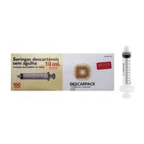 Seringa 10 ml sem Agulha Bico Luer Lock - Caixa 100 Unidades - Descarpack
