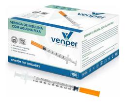 Seringa 1ml 100ui agulha fixa 8mmx0,30mm Blister Individual cx com 100 Venper Seringa 1ml 100ui agulha fixa 8mmx0,30mm Blister Individual cx com 100 Venper