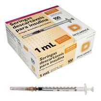 Seringa 1ml Com Agulha destacável 13x0,45mm Descarpack 100 Unidades