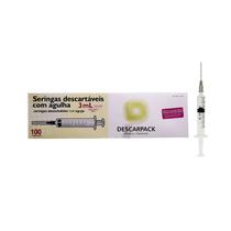 Seringa 3 ml com Agulha 25x7 Bico Slip - Caixa com 100 Unidades