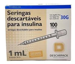 Seringa 30G 1ml Agulha 8,0x0,30 Caixa C/100 Descarpack