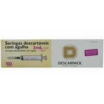 Seringa 3ML Luer SLIP + Agulha 25 X0,70MM Caixa C/ 100 Unidades - Descarpack