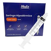 Seringa 5 ml Luer Lock Medix Sem Agulha Segurança 100 Unid.