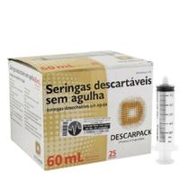 Seringa 60Ml Descart Sem Agulha Rosca Descarpack Com 25 Un