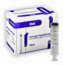 Seringa 60mL Luer Slip Sem Agulha - Caixa com 25 unidades - Medix