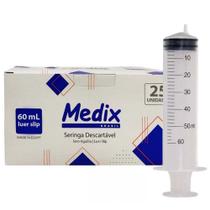 Seringa 60ml s/ag bico slip medix cx com 25 und