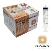 Seringa 60ml sem agulha lock descarpack cx com 25 unidades Seringa 60ml sem agulha lock descarpack cx com 25 unidades