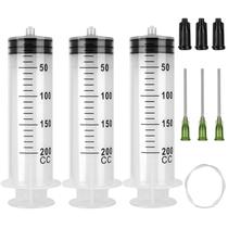 Seringa A AKRAF 200mL com tubo de 140 cm e agulha 14G 1,5", pacote com 3