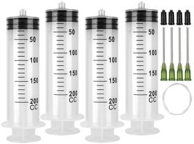 Seringa A AKRAF 200mL com tubo de 140 cm e agulha 14G 1,5", pacote com 4