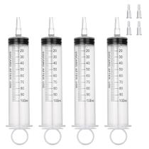 Seringa BeHerk 100mL de plástico com adaptador de ponta para líquido x4