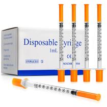Seringa CAILOS 1 ml 31G 8 mm descartável, pacote com 100