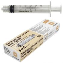 Seringa Descartavel Descarpack de 3ml Bico Luer Lock sem agulha caixa com 100 unidades