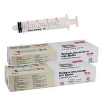 Seringa Descartável Estéril 20 ml Bico Luer Lock - 100 Unidades