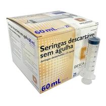Seringa Descartável Estéril 60 ml Bico Luer Slip (DESCARPACK) - 25 Unidades