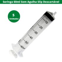 Seringa Descartável Lock Bico Cateter Sonda 60 ml S/AG 5 Unidades SR