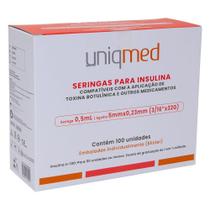Seringa Descartável Para Insulina/Botox 0,5ml agulha 32G 5x0,23mm 100UND - UniqMed