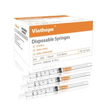 Seringa descartável Viathope 3mL com agulha 25G 1,5 cm Pacote com 100