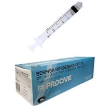 Seringa Hipodérmica 3ml Sem Agulha Luer Lock (Rosca) C/100 Unidades Procare
