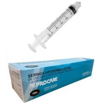 Seringa Hipodérmica 5ml Sem Agulha Luer Lock (Rosca) Com 100 Unidades Procare