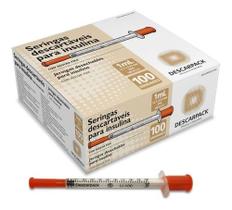 Seringa Insulin 12.7 X 0.33 1ml 29 G Caixa Com 100 Unidades Descarpack