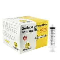 Seringa sem Agulha Descarpack Luer Slip 60ml (Caixa com 25 Unidades)