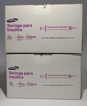 Seringa Ultra Fina 0,5ml 6mm X 0,25mm Caixa C/100 Unidades Agulha fixa KIT COM 2 CAIXAS