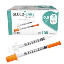 Seringas GLUCO-CARE 0,5 ml 31G 8 mm 100 un. Seringas GLUCO-CARE 0,5 ml 31G 8 mm 100 un.