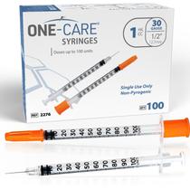 Seringas ONE-CARE 1 ml 30G 12,7 mm com tampa laranja 100 unidades