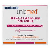 Seringas para insulina 0,3ml 6mm x 31g - 100und - uniqmed