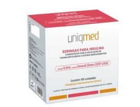 Seringas para Insulina 0,5mL (30UI) Agulha 5x0,23mm 32G Cx C/100 Un - Uniqmed