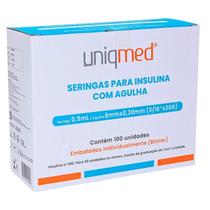 Seringas para insulina 0,5ml 8mm x 30g - 100und - uniqmed