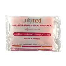 Seringas Uniqmed 100U 0,3mL 6mm 31G Com 10 Un