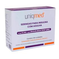 Seringas Uniqmed 100u 0,3ml 8mm 30g Com 100 UN