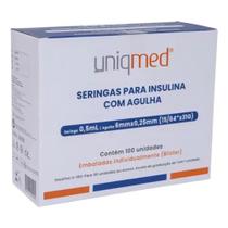 Seringas Uniqmed 100u 0,5ml 6mm 31g Com 100 UN Seringas Uniqmed 100u 0,5ml 6mm 31g Com 100 UN