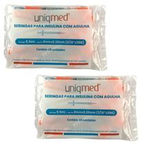 Seringas Uniqmed 100U 0,5mL 8mm 30G Com 20 Un