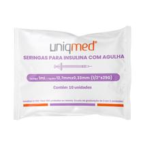 Seringas Uniqmed 100u 1,0ml 12,7mm 29g Com 10 UN Seringas Uniqmed 100u 1,0ml 12,7mm 29g Com 10 UN