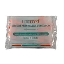 Seringas Uniqmed 100U 1,0mL 6mm 31G Com 10 Un Seringas Uniqmed 100U 1,0mL 6mm 31G Com 10 Un