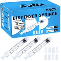 Seringas YNCY 3mL Luer Lock com tampa, pacote com 100 embalagens esterilizadas