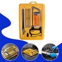 Serra Arco com 7 Peças e Lâminas Extras, Jogo Completo em Aço Resistente, Ideal para Cortes em Metal, Madeira e Uso Profissional Serra Arco com 7 Peças e Lâminas Extras, Jogo Completo em Aço Resistente, Ideal para Cortes em Metal, Madeira e Uso Profissional