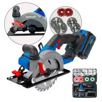 Serra Circular a Bateria 48V Brushless 6 com 2 Baterias 48V Lâminas e Acessórios Profissional