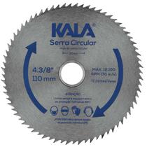 Serra circular kala c/72 dentes 110mmx20mm worker Serra circular kala c/72 dentes 110mmx20mm worker